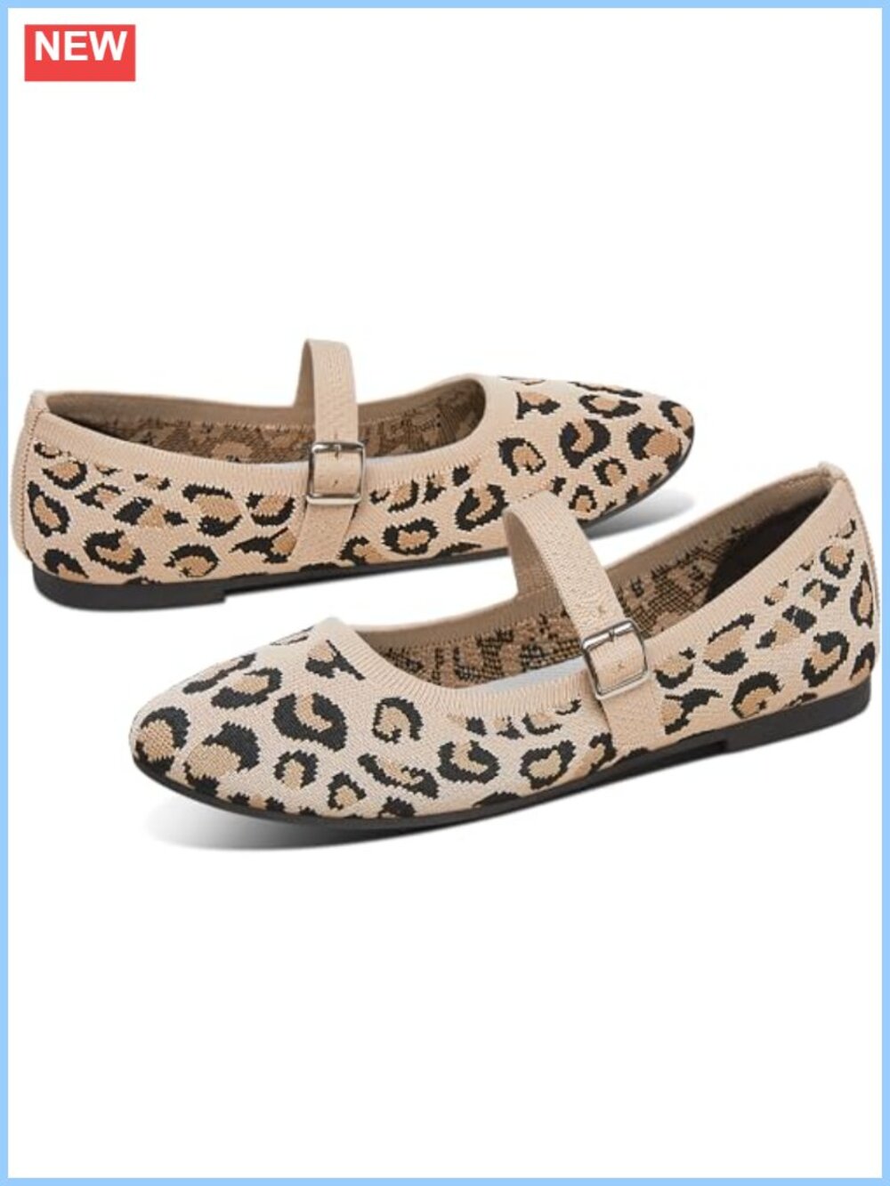 Women Knit Mary Jane Flats Breathable Mesh Strap Ballet Flats